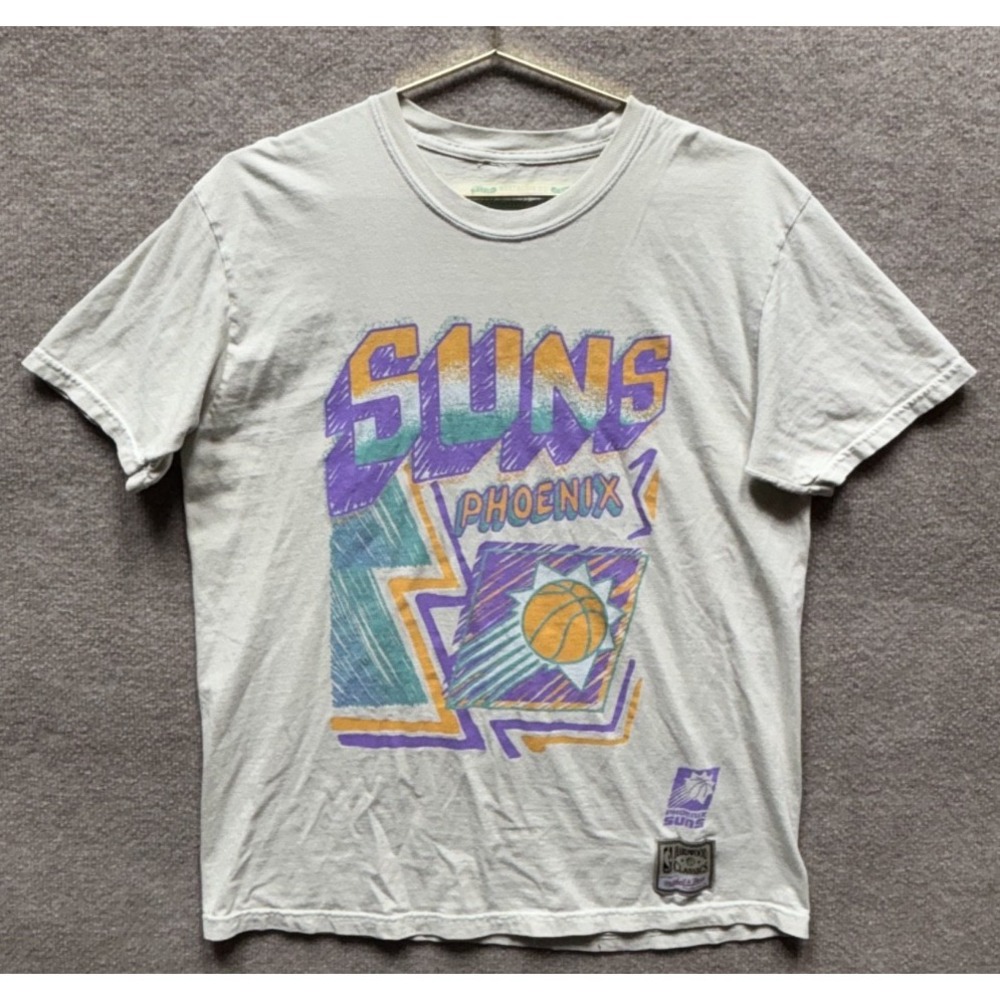 Mitchell & Ness Phoenix Suns T-Shirt Hardwood Classics Retro Beige Tee Men Large